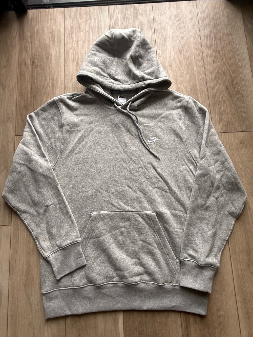 Nike Light Gray Pullover Hoodie with Small Swoosh